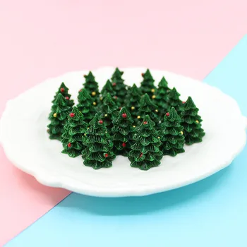 10 adet / paket Reçine Yılbaşı Ağacı Süsleme DIY Aksesuarları 3D Noel Ağacı El Yapımı Malzeme Noel Süslemeleri Navidad Noel Çift Noel