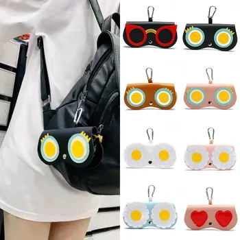 2021 Moda Kadın PU Deri Gözlük Durumda Karikatür Taşınabilir Gözlük Saklama Kolye Çantası Sunglass Kutusu Gözlük kılıflı çanta