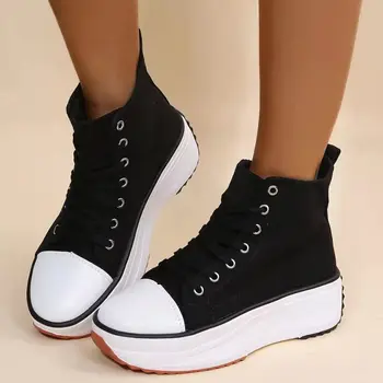 2022 Yeni Yüksek Top kadın platform ayakkabılar kanvas ayakkabılar Zebra Desen Yeni Stil gündelik kadın ayakkabısı Yüksek Top Kadın Ayakkabı