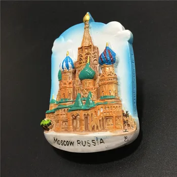 3D Reçine Rusya Buzdolabı Mıknatısı Moskova Mockra Dekoratif Buzdolabı Mıknatısları Etiket Turist Seyahat Hatıra HEDİYE FİKRİ
