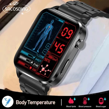 Akıllı saat Erkekler Sangao Lazer Sağlık Kalp Hızı Kan Basıncı Spor Spor Saatler IP68 Su Geçirmez Smartwatch Vücut sıcaklığı