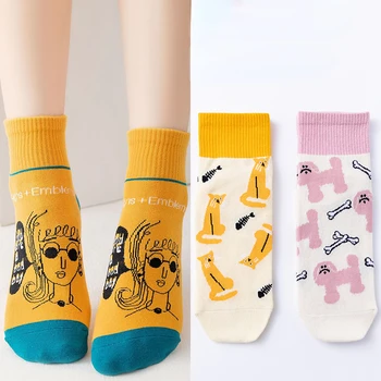 Sevimli Japon ıns trend karikatür hayvanlı çoraplar ter emici nefes çorap
