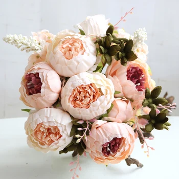 Sonbahar Şakayık yapay çiçekler İpek Şakayık Ev Otel Parti Düğün Dekorasyon Sahte Çiçek Büyük Buket Güz Süslemeleri