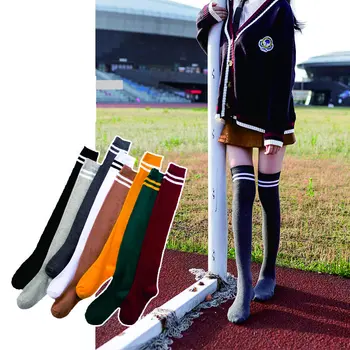 Yeni Yüksek Çorap Diz Üzerinde Çorap Seksi Çizgili Amigo Çizgili Uzun Pamuk Kadınlar Kızlar için Bacak Sonbahar Kış ısıtıcıları çorap