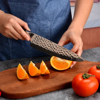 Çin Mutfak Bıçağı 5CR15 Yüksek Karbonlu Cleaver Dayanıklı Şef Dilimleme Doğrama Bıçağı Ultra Keskin Bıçak Renk Ahşap Saplı Bıçaklar