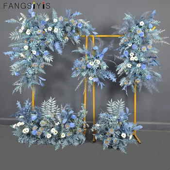 Özel Mavi Düğün Yol Kurşun T Sahne Çiçek Düzenleme yapay çiçek Sıra Düğün Açık Zemin Köşe Çiçek Dekoratif