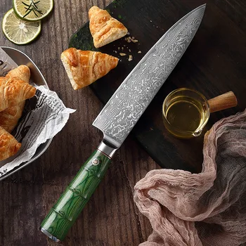 Şam şef bıçağı Mutfak Bıçakları Japon Şam Çelik 67 Katmanlar Aile Boning Santoku Maket Bıçağı Renk Ahşap Saplı