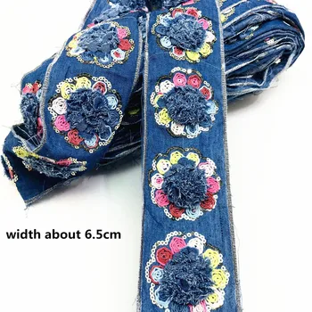 1 Metre Çiçek Nakış Dantel Trim Şerit Vintage Boho Dantel Trim için Giysi Çantası Aksesuarları İşlemeli DIY Dikiş Kumaş