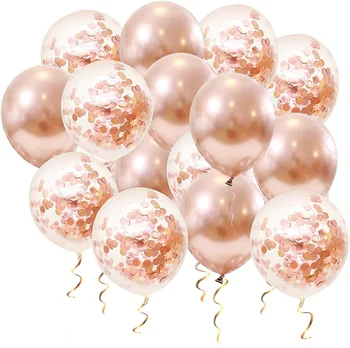 10/20 adet Mix Gül Altın Şampanya altın Konfeti Lateks Balon Düğün Doğum Günü Bebek Duş Çocuk Parti Dekor Helyum Metalik Balon