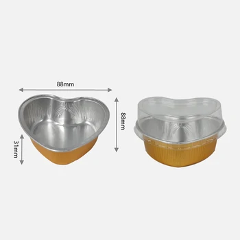 10 Adet Alüminyum Folyo Kek Tava Kalp Şeklinde Cupcake kapaklı bardak 3.4 Ons DIY Pişirme Araçları Kek Kalıbı Mutfak Aksesuarları
