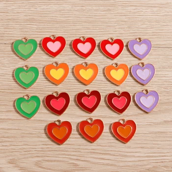 10 adet Sevimli Emaye Aşk Kalp Charms Kolye Yapımı için Kolye Küpe DIY El Yapımı Anahtarlık Takı Bulguları Aksesuarları