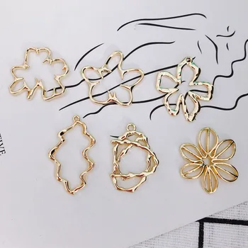 10 adet Çiçek Kolye Takı Konektörü İçi Boş Altın Renk kolye uçları DIY Küpe Kolye Takı Yapımı Bulguları