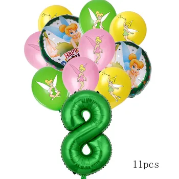11 Adet Disney Elf Prenses Tinker Bell Folyo Balon Çocuk Kız Doğum Günü Partisi Dekoru Bebek Duş Kaynağı Karikatür Çiçek Peri Globos