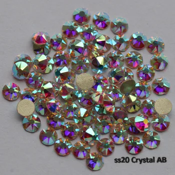 1440 adet/ grup, AAA Yeni Yönlü (8 büyük + 8 küçük) ss20 (4.8-5.0 mm) kristal AB Nail Art Tutkal Olmayan düzeltme Rhinestones