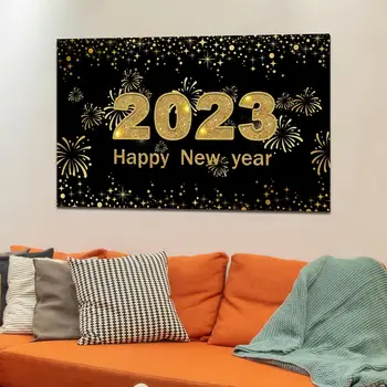 180Cmx110cm Duvar Tabela Poster Zemin Dekorasyon Parti Ofis Mutfak Noel Tatili için 2023 Mutlu Yeni Yıl Banner Malzemeleri