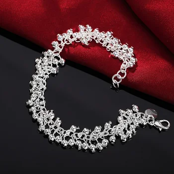 2020 yeni moda lüks 925 Ayar Gümüş top Bilezik Zincir Bağlantı kadın Moda Güzel charm Şanslı Manşet bileklik Noel
