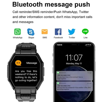 2022 Lüks Askeri Spor erkek akıllı saat Erkekler Tam Ekran Dokunmatik Kan Basıncı nabız monitörü Bluetooth Çağrı Smartwatch