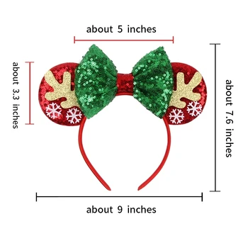 2022 Mickey Mouse Kulaklar Kafa Bandı Noel Kar Tanesi Festivali Sequins Yay Kafa Bandı Kadın Kızlar Parti saç aksesuarları Hediye