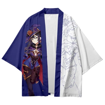 2022 yeni genshin darbe 3D baskı Mona coplay t-shirt / şort ve kimono yaz tişörtleri erkekler için/kadın hrajuku rahat kimono