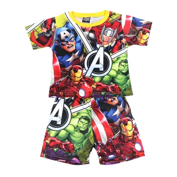 2022 Yeni Örümcek Adam Avengers Çocuk Giyim Setleri Erkek Yaz Spor Takım Elbise Kısa Kollu Pijama Takım Elbise çocuk pijamaları 3-8Y Kostümleri