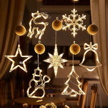 2023 Dekorasyon Noel LED ışıkları Kar Santa Asılı vantuz ışıkları pencere dekorasyonları süslemeleri aile Noel