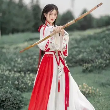 2023 çin retro tarzı geleneksel jin hanedanı hanfu çapraz yaka gevşek tarzı peri kadın hanfu elbise dans kostümü g635