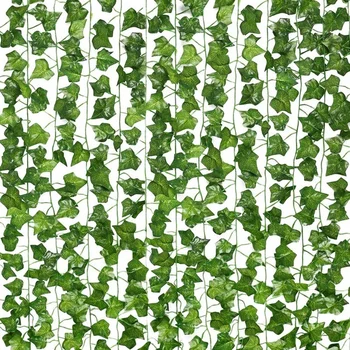 220cm Yapay Sarmaşık Yeşil İpek Yapay Asılı Sarmaşıklar Yaprak Bitkiler Sarmaşıklar Yaprakları kendi başına yap duvar dekoru Yapay Yeşil Bitkiler Asma