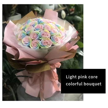 25 adet / kutu Renkli Gül Dekoratif Çiçek yapay çiçek Düğün İyilik sevgililer Günü Hediyesi Gökkuşağı gül Buketi Sabun Çiçek