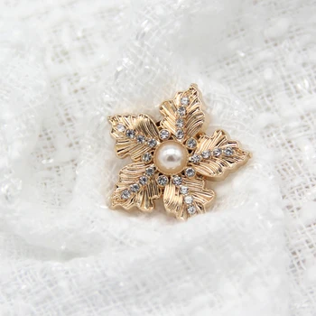 25mm Kar Çiçek İnci Metal Rhinestones Takı Giyim İçin Düğmeler düğün elbisesi Dekoratif DIY Dikiş Aksesuarları Toptan