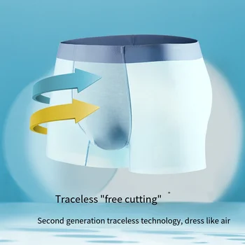3 adet 120S Grafen Ultra İnce Dikişsiz Buz İpek Şeffaf erkek iç çamaşırı Gençlik Boksörler Pantolon Seksi Külot Giyim Külot