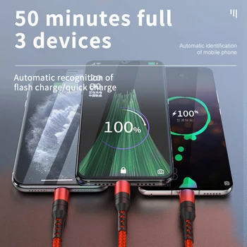 3 in 1 Hızlı Şarj Tipi C Kablo USB Mikro Kablo Samsung Huawei Xiaomi İçin POCO Cep Telefonu Aksesuarları Şarj Cihazı USB Kabloları