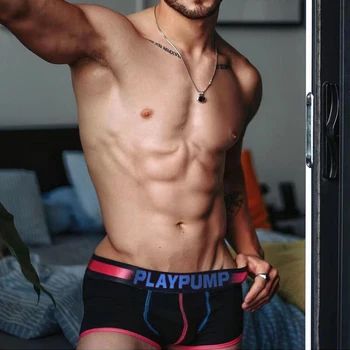 3 Renk PlayPump Seksi Iç Çamaşırı Adam Pamuk Erkekler Şort Boksörler Hombre Rahat Erkek Külot Moda Külot Erkek Boxer Cuecas