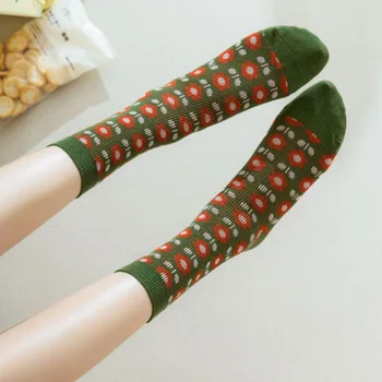 3 Çift Sevimli Baskı Orta Tüp Çorap Kadın Kış pamuklu uzun Çorap Moda Seksi Bisiklet Bacak Örtüsü Kawaii Kız Kaykay Sokken