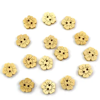 300 ADET 15mm Ahşap Dikiş Düğmeleri Scrapbooking Çiçek Doğal Renk İki Delik Botones Bottoni Botoes