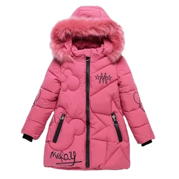 4-12 Yıl Kış Kız Sıcak Palto Kapşonlu Kalınlaşmak Kabanlar Gençler Moda Parkas Çocuk Giyim Kız Kürk Yaka Aşağı Ceketler