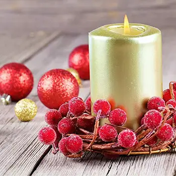 40 adet Mini Noel Buzlu Yapay Berry Canlı Kırmızı Holly Meyveleri Noel Ağacı Dekoratif yapay çiçekler Çift Kafaları