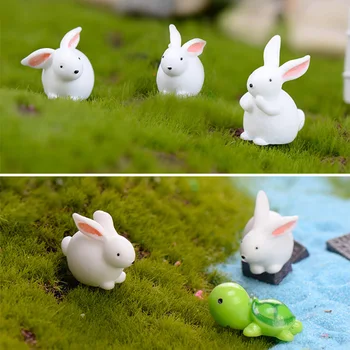 5 adet Beyaz Tavşanlar Tavşan Modeli Hayvan Aksiyon Figürleri Minyatür Heykelcik Ev Bahçe Dollhouse Dekorasyon DIY Aksesuar Oyuncak Hediye