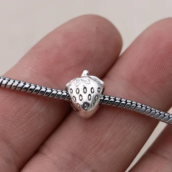 5 ADET Gümüş Kaplama Çilek Boncuk Fit Pandora Takı Yapımı Charm Bilezik DIY Aksesuarları El Yapımı Zanaat