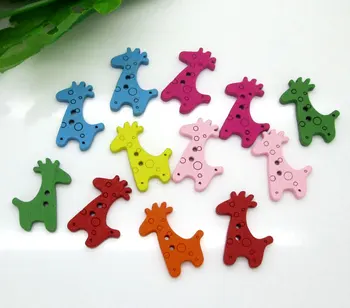 50 Adet Karışık Ahşap Zürafa Dikiş Düğmeleri Çocuklar İçin Scrapbooking Dekoratif Botones El Sanatları DIY Accessories10