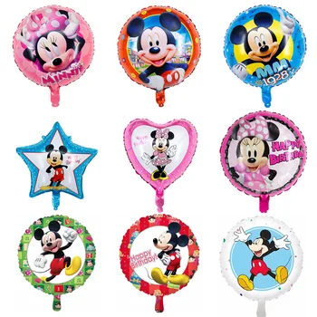 50 adet Mickey Minnie Mouse Balonlar Karikatür Yuvarlak Kalp Folyo Balon Prenses Doğum Günü Partisi Süslemeleri Disney Çocuk Oyuncakları Globos