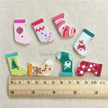 500 adet Ahşap Çorap Düğmeleri 2 Delik Dikiş Noel Çorap Düğmesi Cardmaking Bezemeler
