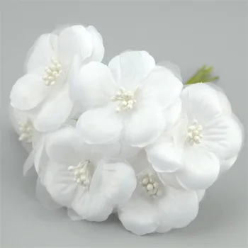 6 adet / grup 5cm İpek Scrapbooking Mini Gül Yapay Korsaj Çiçek düğün buketi Dekorasyon DIY Çelenk Zanaat Gelin Çiçek