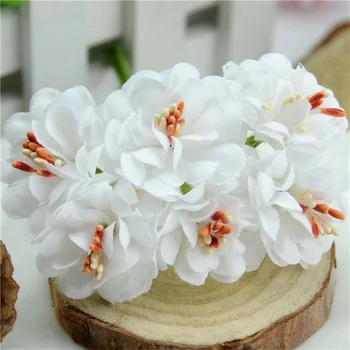 6 adet Mini İpek yapay çiçek Buket Degrade Ercik El Yapımı Scrapbooking DIY Çelenk Düğün Dekorasyon Sahte çiçek Zanaat