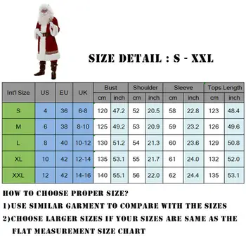 6 ADET Noel Noel Baba Kostüm süslü elbise Yetişkin Takım Elbise Cosplay Kıyafet S-2XL