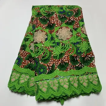 6 Metre yüksek kaliteli afrika balmumu baskılar dantel kumaş pamuk nakış balmumu brode afrika dantel brokar kumaş elbise malzemesi