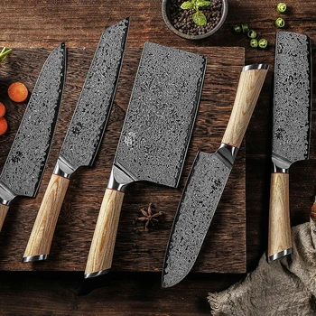 67 katmanlı çelik V altın 10 Şam mutfak bıçağı şef Gyuto Santoku Cleaver Soyma Biftek Dilimleme Yardımcı Kemiksi Saplı Somon