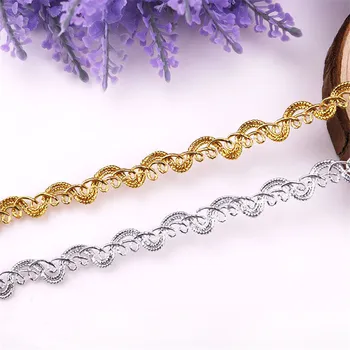 7mm 5y Altın Gümüş Dantel İşlemeli Şerit Yumuşak Net dantel süs kumaşı DIY Dikiş Aksesuarları Dekorasyon Düğün Parti Malzemeleri