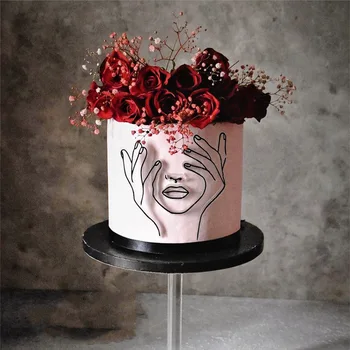 Akrilik Minimalist Sanat Bayan Yüz Kek Topper Kız Mutlu Doğum Günü Pastası Dekorasyon Düğün Pastası Toppers Parti Malzemeleri 2022 Yeni