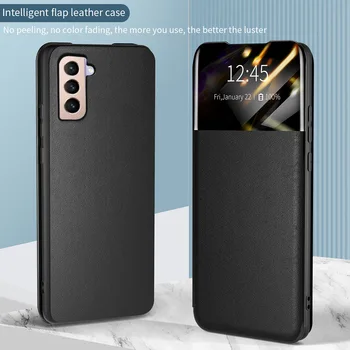 Akıllı Görünüm Flip Case Samsung Galaxy S22 S21 FE Ultra Artı S20 S10 Not 20 A52 A72 A32 A42 A12 Kapak PU deri Tutucu Funda