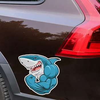 Araba Çıkartmaları Moda Sevimli Karikatür Kas Köpekbalığı Renk Su Geçirmez PVC Araba Çıkartmaları Dekoratif Grafik Çıkartması